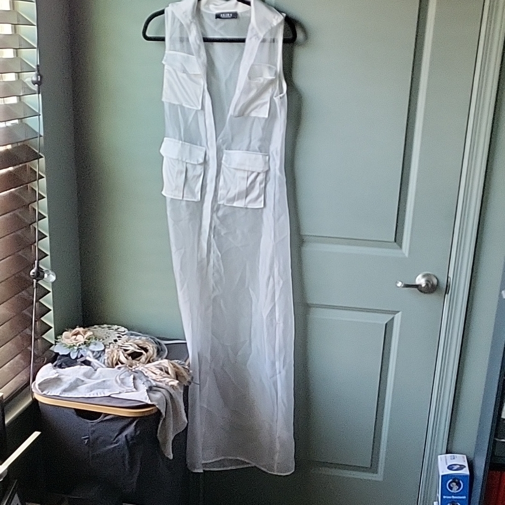 Sheer White Sleeveless Dress